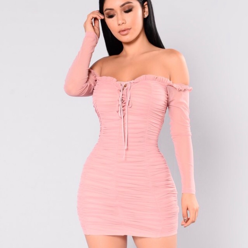 FASHIONNOVA Maura Mesh Dress Pink